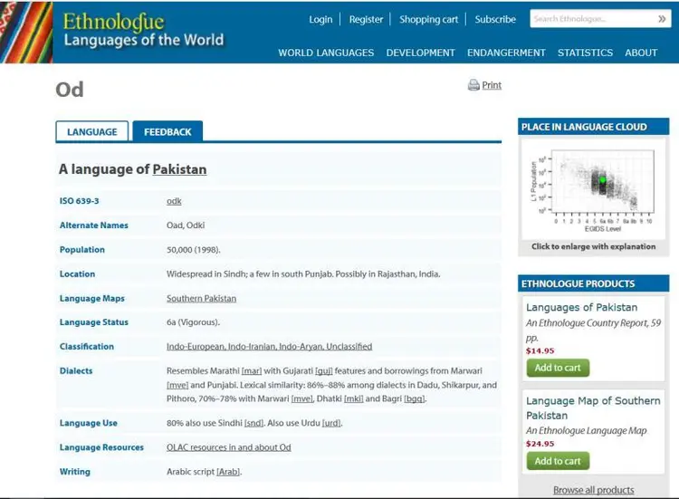 Ethnologue Report of Oadki Language